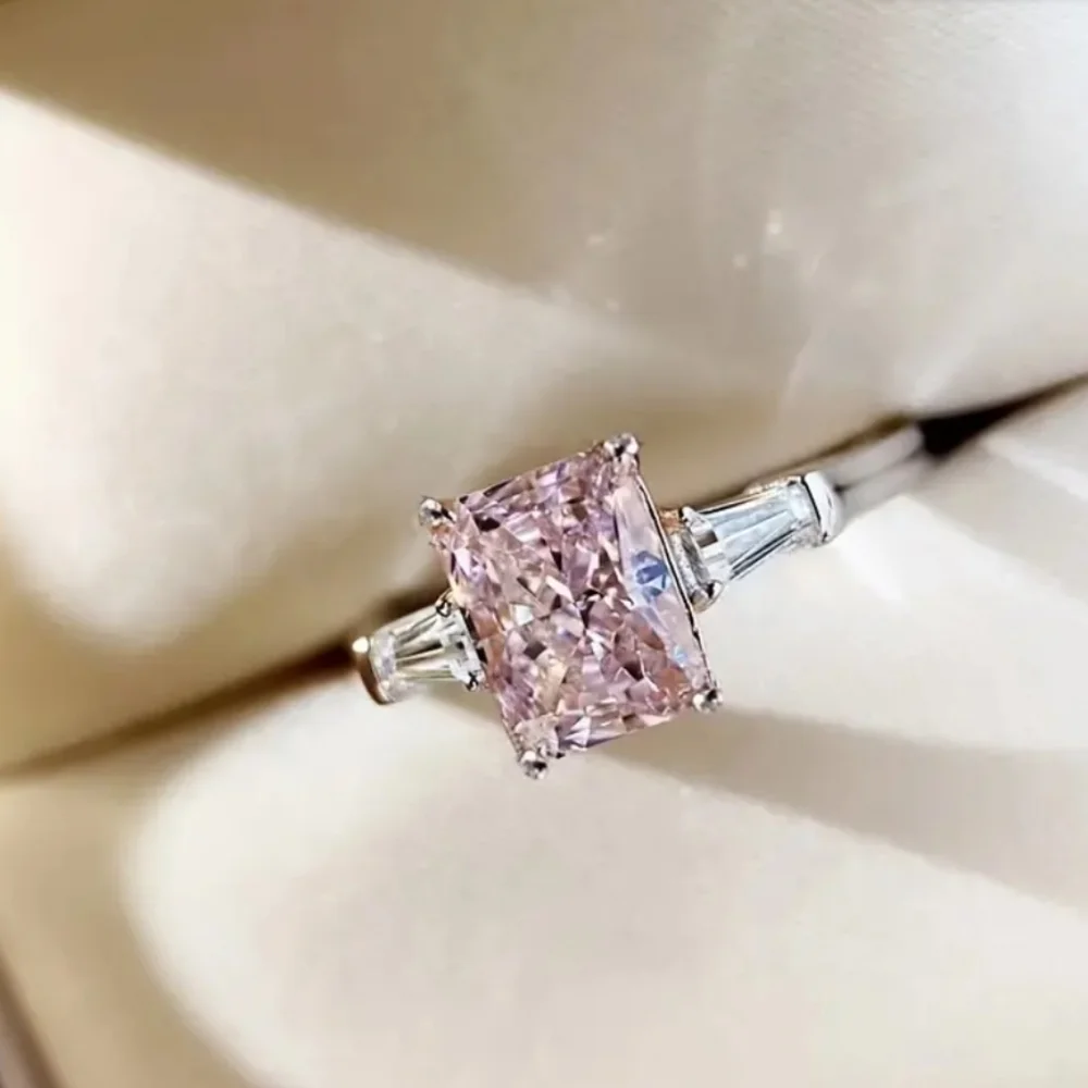 Square Pink stoned Zircon Ring NIP